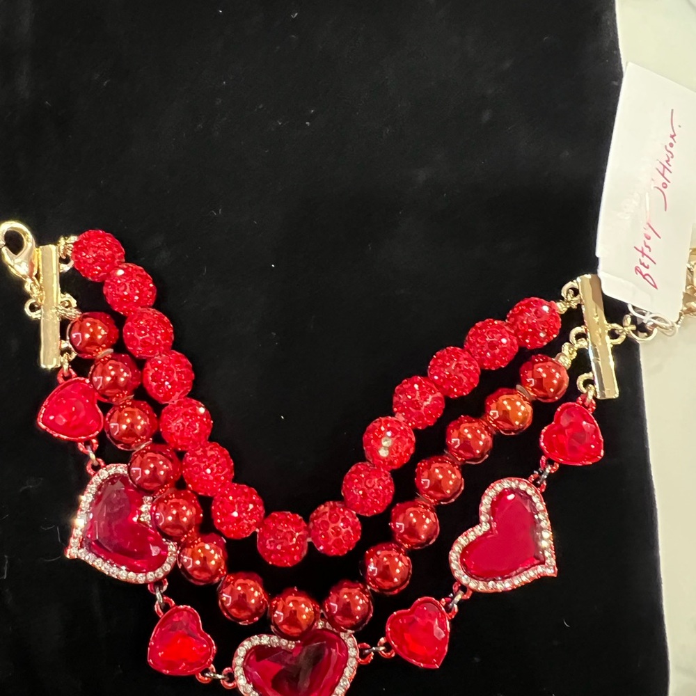 Betsey Johnson Red Heart Charm Bracelet
